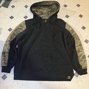 Venado Camo Sleeve Hoodie Black Pullover Sweatshirt Men's Large